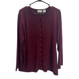 Fashion Bug 18/20 Maroon‎ Button Front Sweater Velour Detail